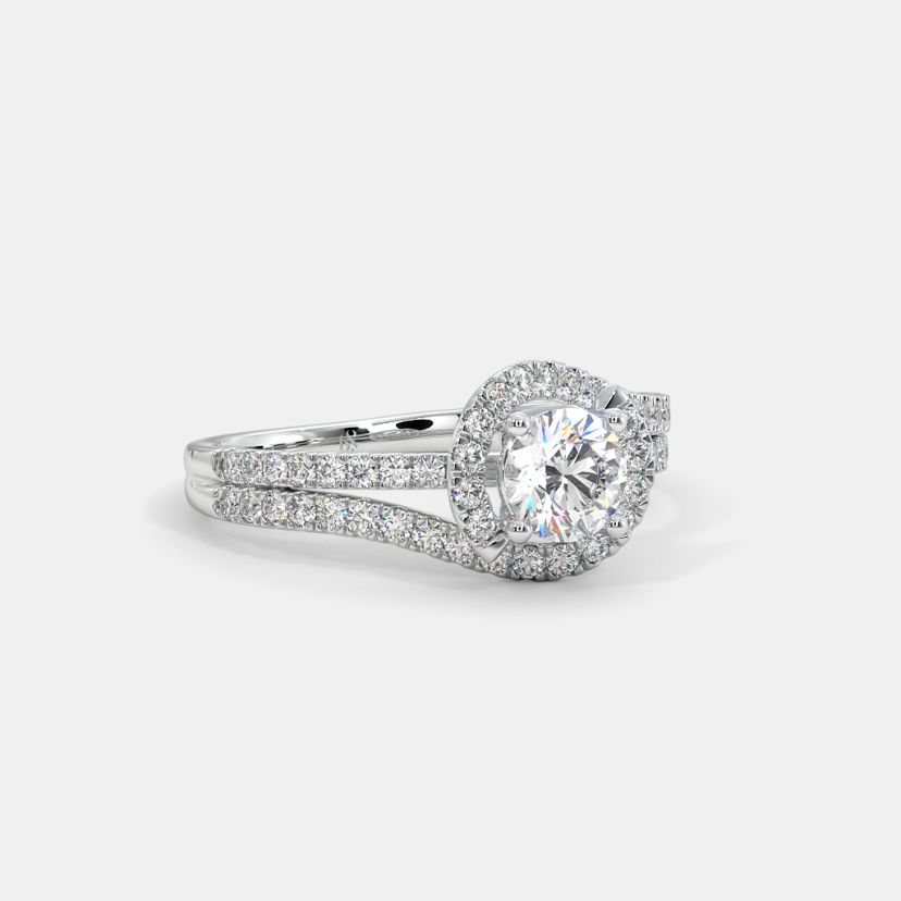The Illusia Twisted Halo Solitaire Ring