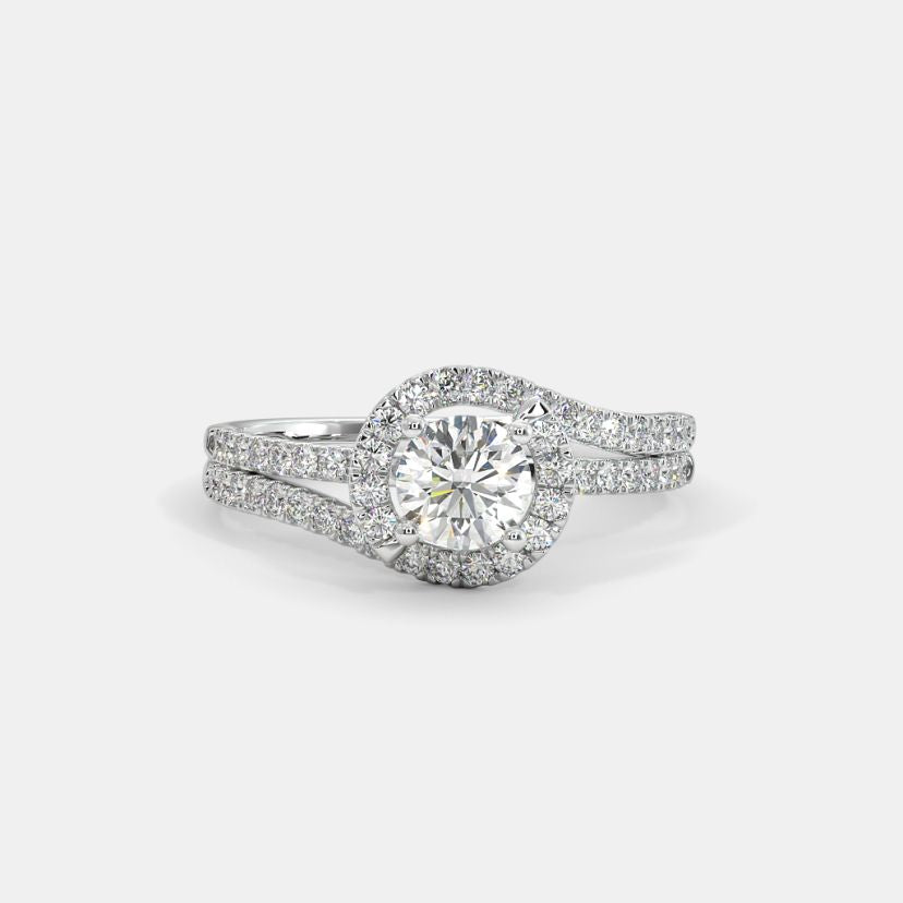 The Illusia Twisted Halo Solitaire Ring