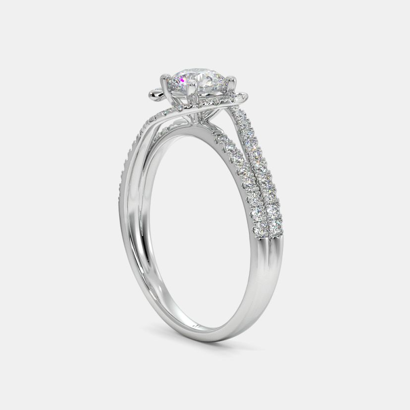 The Illusia Twisted Halo Solitaire Ring