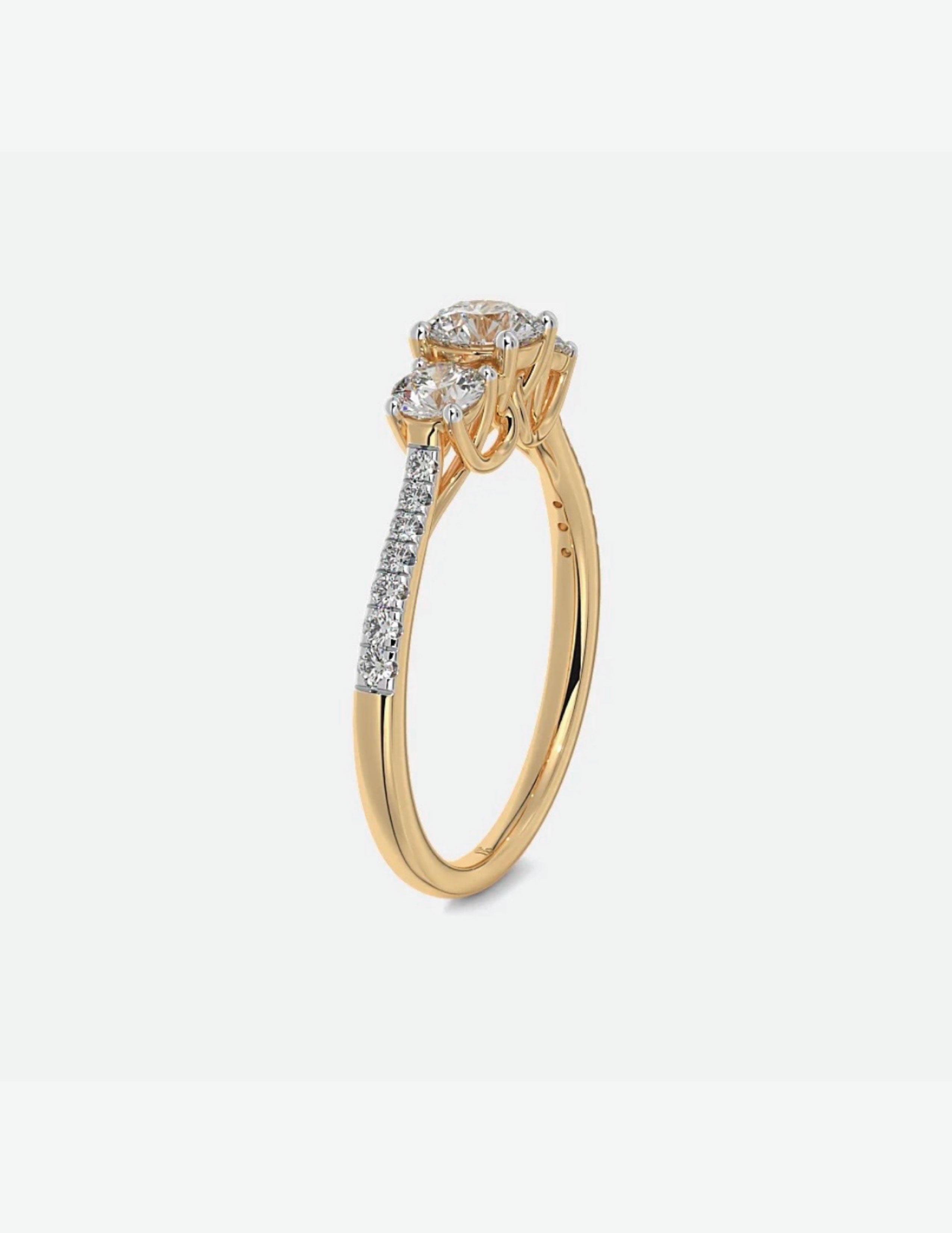 Joel Three Stone Solitaire Ring