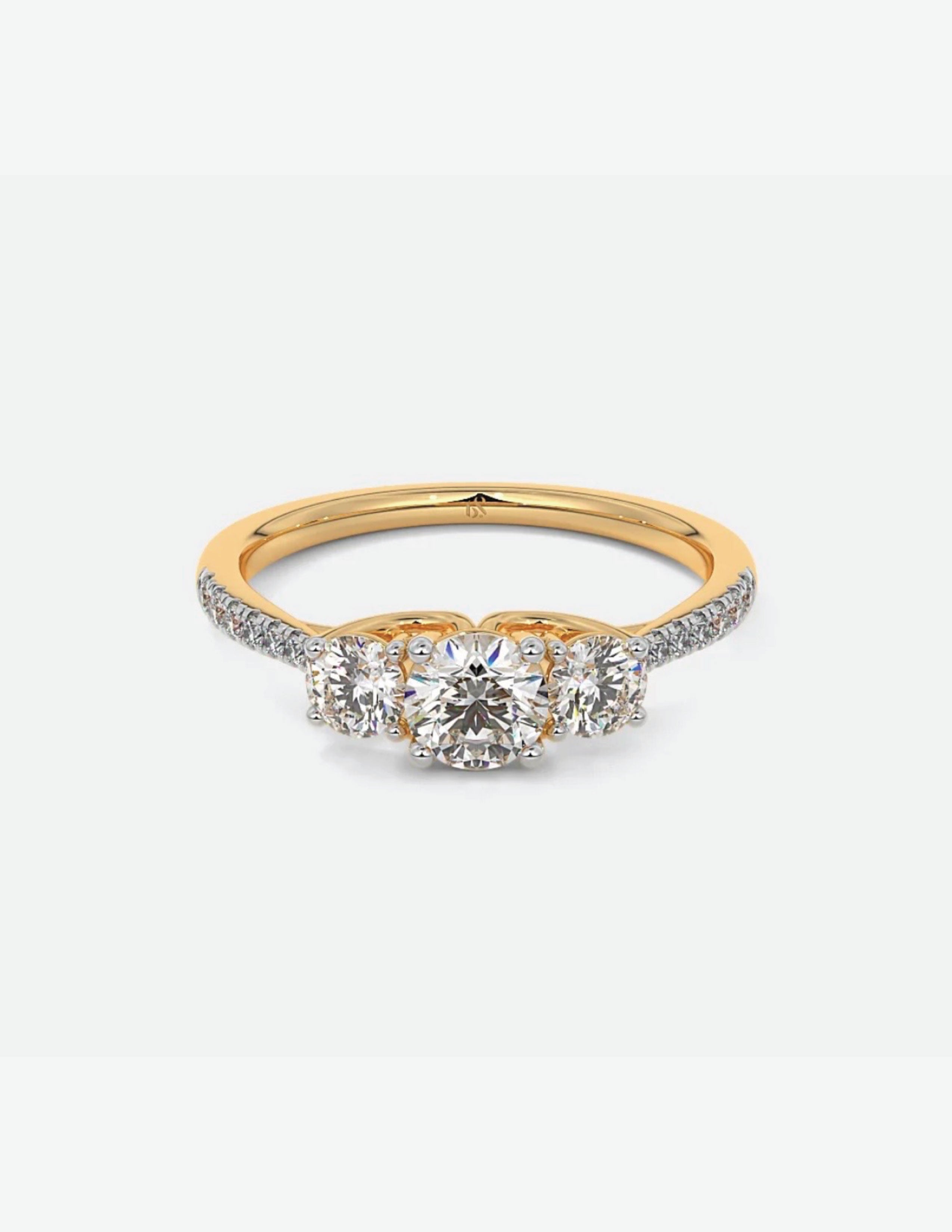 Joel Three Stone Solitaire Ring